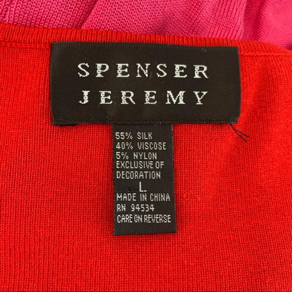 SPENSER JEREMY red thin knit sweater size L with front buckle square neck detail - Picture 6 of 11